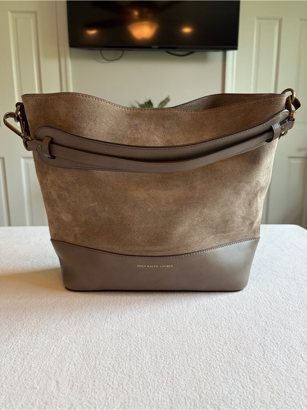 Polo Ralph Lauren Suede Leather 2 Way Hobo Bag